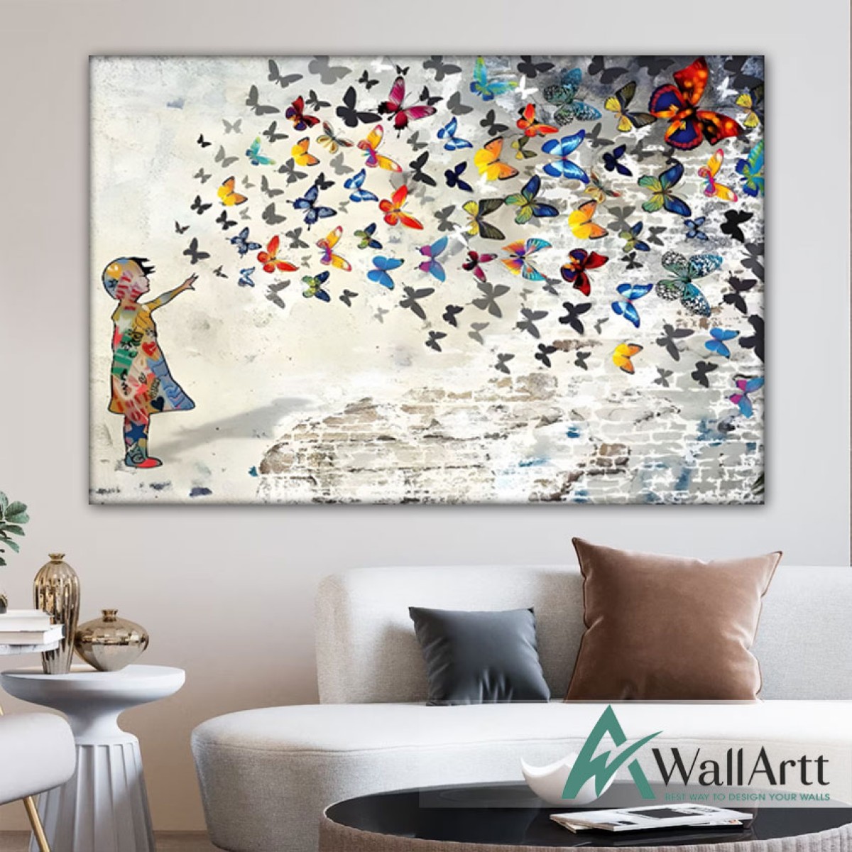 Abstract Butterflies II  Textured Partial Oil Painting